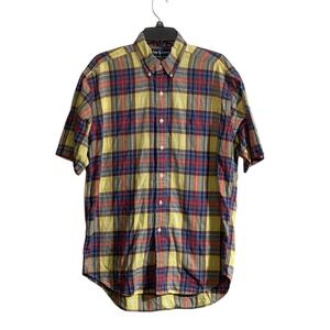 Ralph Lauren Shirt Med Blake 100% Cotton Short Sleeve Button Down Men Multicolor